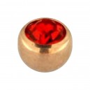 Einzelne Piercing-Kugel Golden Rosa mit Rot Strassstein