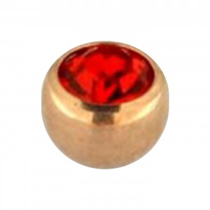 Einzelne Piercing-Kugel Golden Rosa mit Rot Strassstein