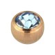 Einzelne Piercing-Kugel Golden Rosa mit Hellblau Strassstein