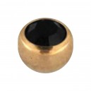 Einzelne Piercing-Kugel Golden Rosa mit Schwarz Strassstein