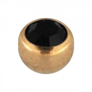 Rose Gold Only Piercing Loose Ball with Black Strass