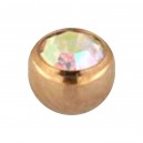 Einzelne Piercing-Kugel Golden Rosa mit Mehrfarbig Strassstein