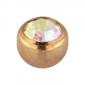 Einzelne Piercing-Kugel Golden Rosa mit Mehrfarbig Strassstein