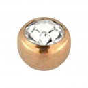 Einzelne Piercing-Kugel Golden Rosa mit Wei&szlig; Strassstein
