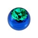 Bola de Piercing Sólo Anodizada Azul con Strass Verde Oscuro