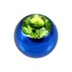 Blue Anodized Only Piercing Loose Ball with Light Green Strass