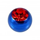 Blue Anodized Only Piercing Loose Ball with Red Strass