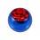 Bola de Piercing Sólo Anodizada Azul con Strass Rojo