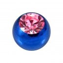 Blue Anodized Only Piercing Loose Ball with Pink Strass