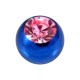 Einzelne Piercing-Kugel Eloxiert Blau mit Rosa Strassstein