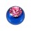 Boule de Piercing Anodisé Bleue Seule avec Strass Rose