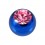 Einzelne Piercing-Kugel Eloxiert Blau mit Rosa Strassstein