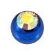 Blue Anodized Only Piercing Loose Ball with Rainbow Strass