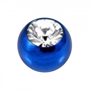 Blue Anodized Only Piercing Loose Ball with White Strass