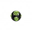 5 Green Rhinestones Black Anodized Piercing Only Ball