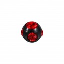 5 Red Rhinestones Black Anodized Piercing Only Ball