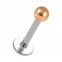 316L Steel & Rose Gold Anodized Ball Lip / Labret Bar Stud Ring
