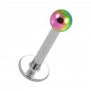 Lippen- / Labret-Piercing Stahl 316L & Kugel Eloxiert Mehrfarbig