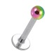 Lippen- / Labret-Piercing Stahl 316L & Kugel Eloxiert Mehrfarbig