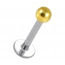 Lippen- / Labret-Piercing Stahl 316L & Kugel Eloxiert Golden