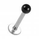 316L Steel & Black Anodized Ball Lip / Labret Bar Stud Ring