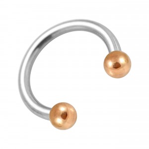 Hufeisen-Piercing Stahl 316L & Kugeln Eloxiert Golden Rosa