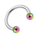 Hufeisen-Piercing Stahl 316L & Kugeln Eloxiert Mehrfarbig