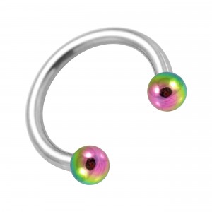 Hufeisen-Piercing Stahl 316L & Kugeln Eloxiert Mehrfarbig