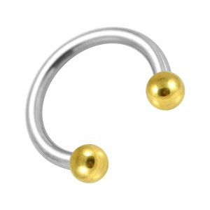 Hufeisen-Piercing Stahl 316L & Kugeln Eloxiert Golden