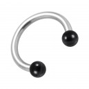 Hufeisen-Piercing Stahl 316L & Kugeln Eloxiert Schwarz