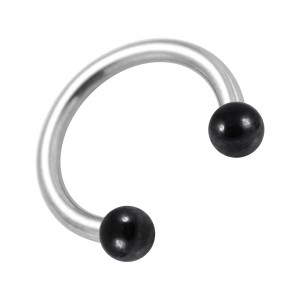 Hufeisen-Piercing Stahl 316L & Kugeln Eloxiert Schwarz