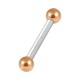 316L Steel & Rose Gold Anodized Balls Straight Eyebrow Ring