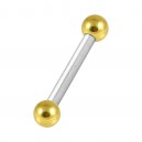 316L Steel & Golden Anodized Balls Straight Eyebrow Ring
