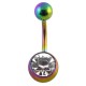 Piercing Ombligo Acero 316L Anodizado Multicolor Strass Blanco