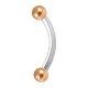 316L Steel Eyebrow Ring w/ Two Rose Gold Anodized Balls