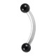 316L Steel Eyebrow Ring w/ Two Black Anodized Balls