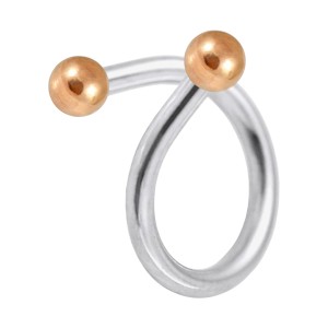 Spiral-Piercing Stahl 316L & Zwei Kugeln Eloxiert Golden Rosa
