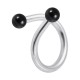 316L Steel Twisted Barbell w/ Two Black Anodized Balls