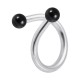 Spiral-Piercing Stahl 316L & Zwei Kugeln Eloxiert Schwarz