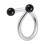 Spiral-Piercing Stahl 316L & Zwei Kugeln Eloxiert Schwarz
