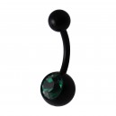 Dark Green Strass Black Acrylic Flexible Belly Button Ring