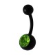 Light Green Strass Black Acrylic Flexible Belly Button Ring