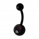 Purple Strass Black Acrylic Flexible Belly Button Ring