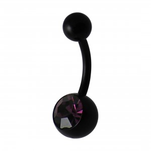 Purple Strass Black Acrylic Flexible Belly Button Ring