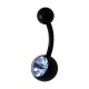Light Blue Strass Black Acrylic Flexible Belly Button Ring