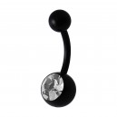 White Strass Black Acrylic Flexible Belly Button Ring
