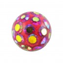 Boule Piercing 1.6 mm / 14 G Strass Multicolores Fond Rouge