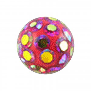 Bola de Piercing 1.6 mm / 14 G Strass Multicolores Fondo Rojo