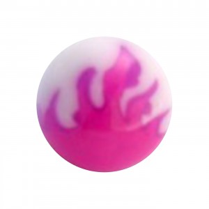 Boule Piercing Langue Acrylique Flamme Rose Foncé / Blanc