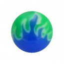 Zungenpiercing-Kugel Acryl Flamme Blau / Gr&uuml;n